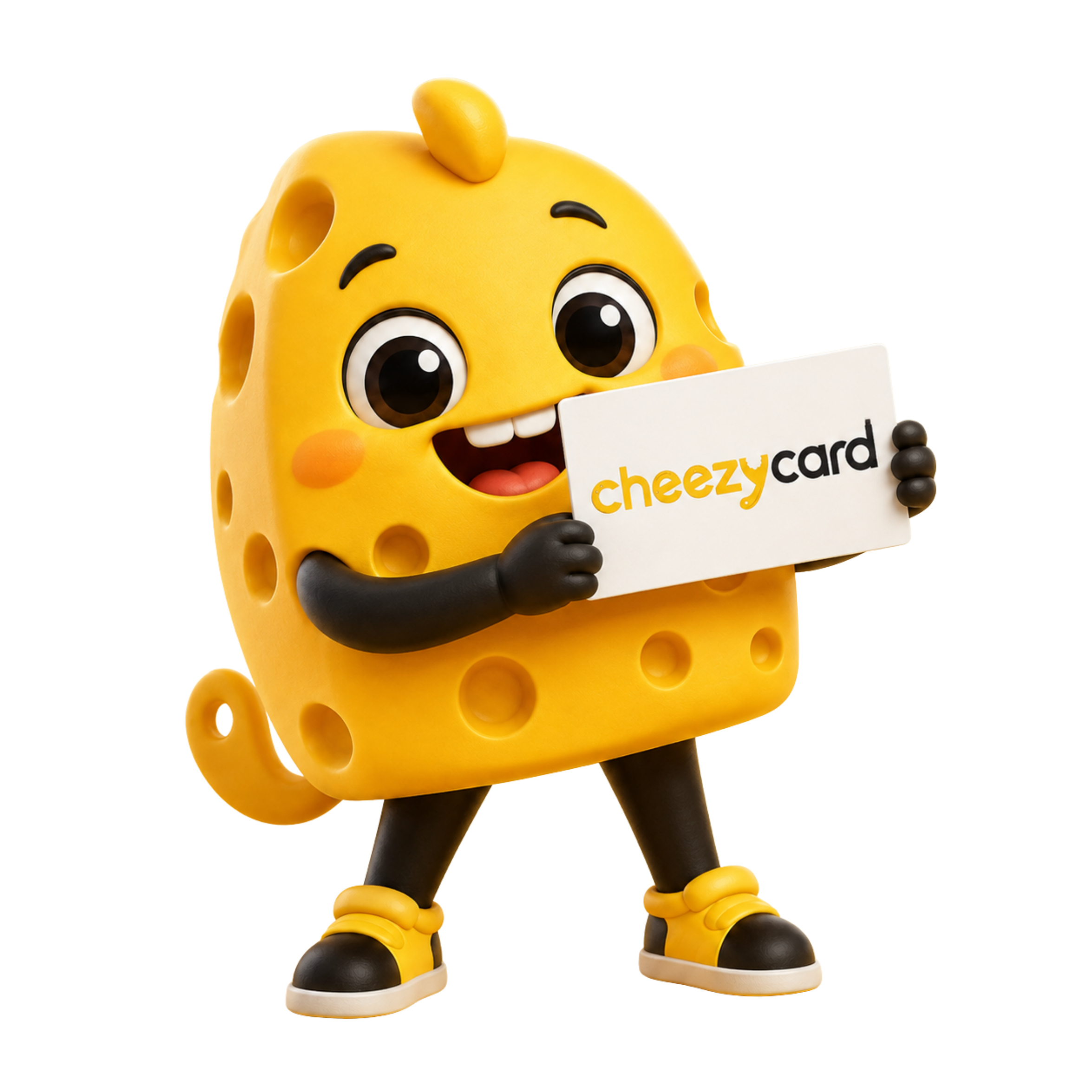 דמות CheezyCard מציגה כרטיס NFC אישי